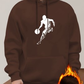 Stylish Basketball Player Print Hoodie, Cool Hoodies For Men, Men's Casual Graphic Design Pullover Hooded Sweatshirt With Kangaroo Pocket Streetwear For Winter Fall, As Gifts