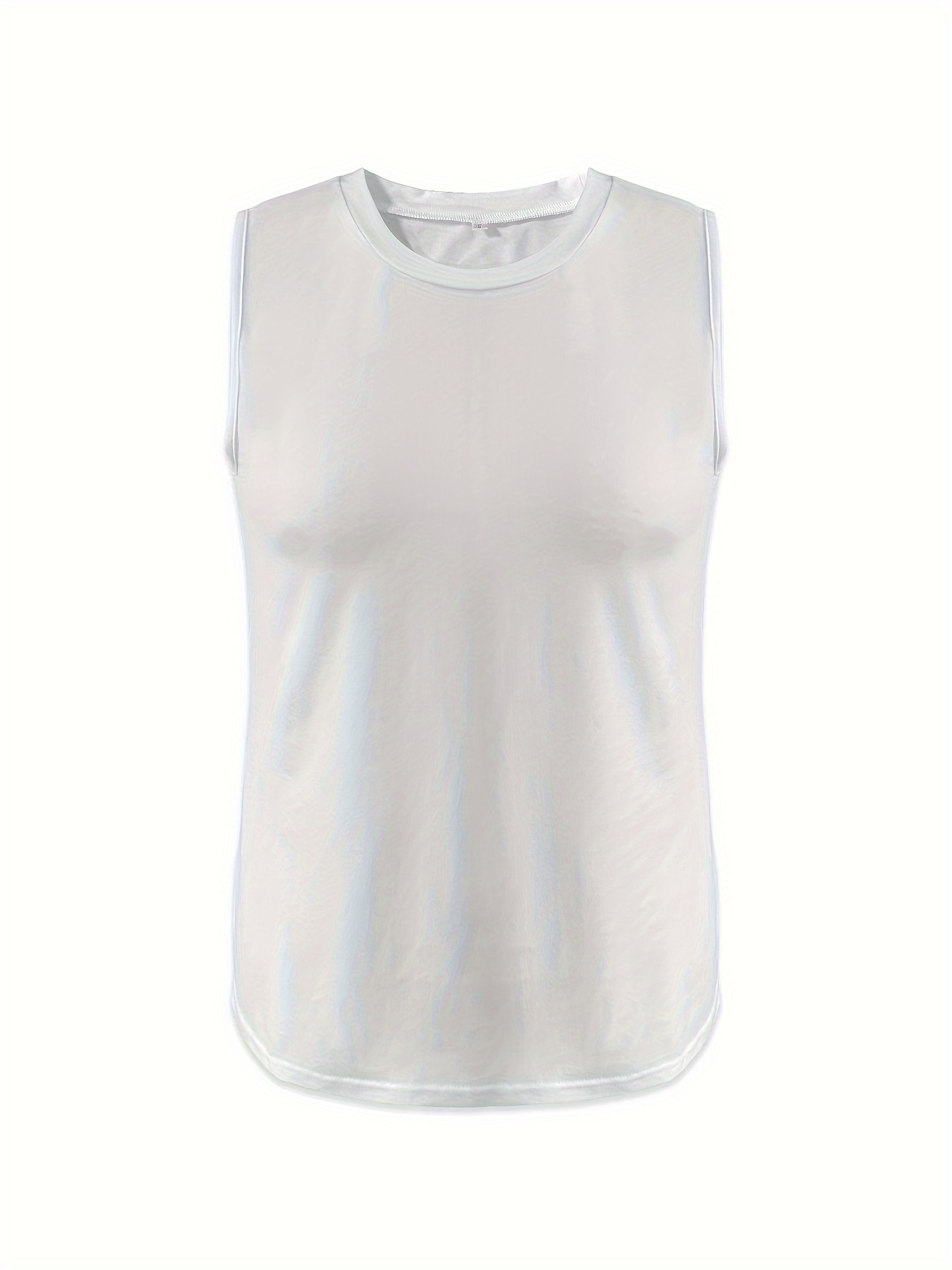 casual round neck sports tank top solid color sleeveless running fitness vest t shirt womens activewear details 9